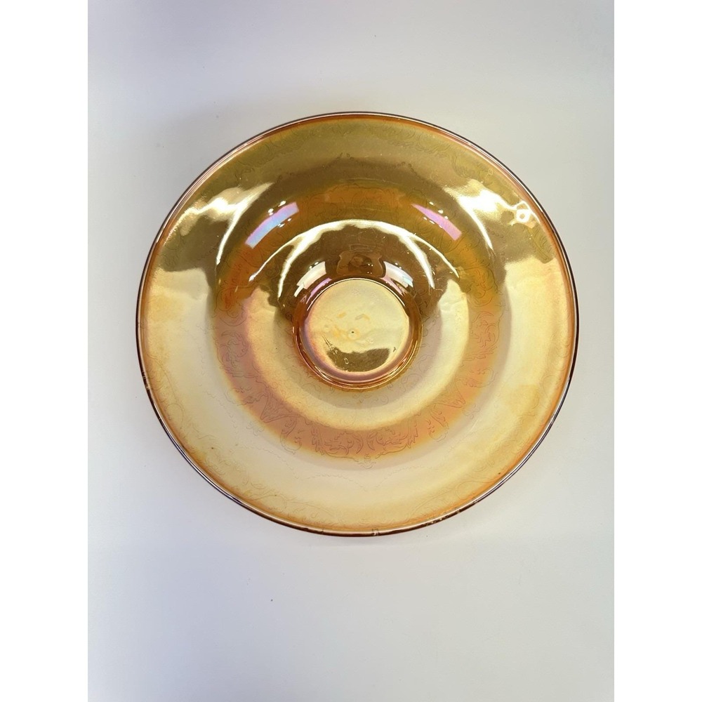 Federal Glass Madrid Marigold Iridescent Depression Glass 11" Console Bowl